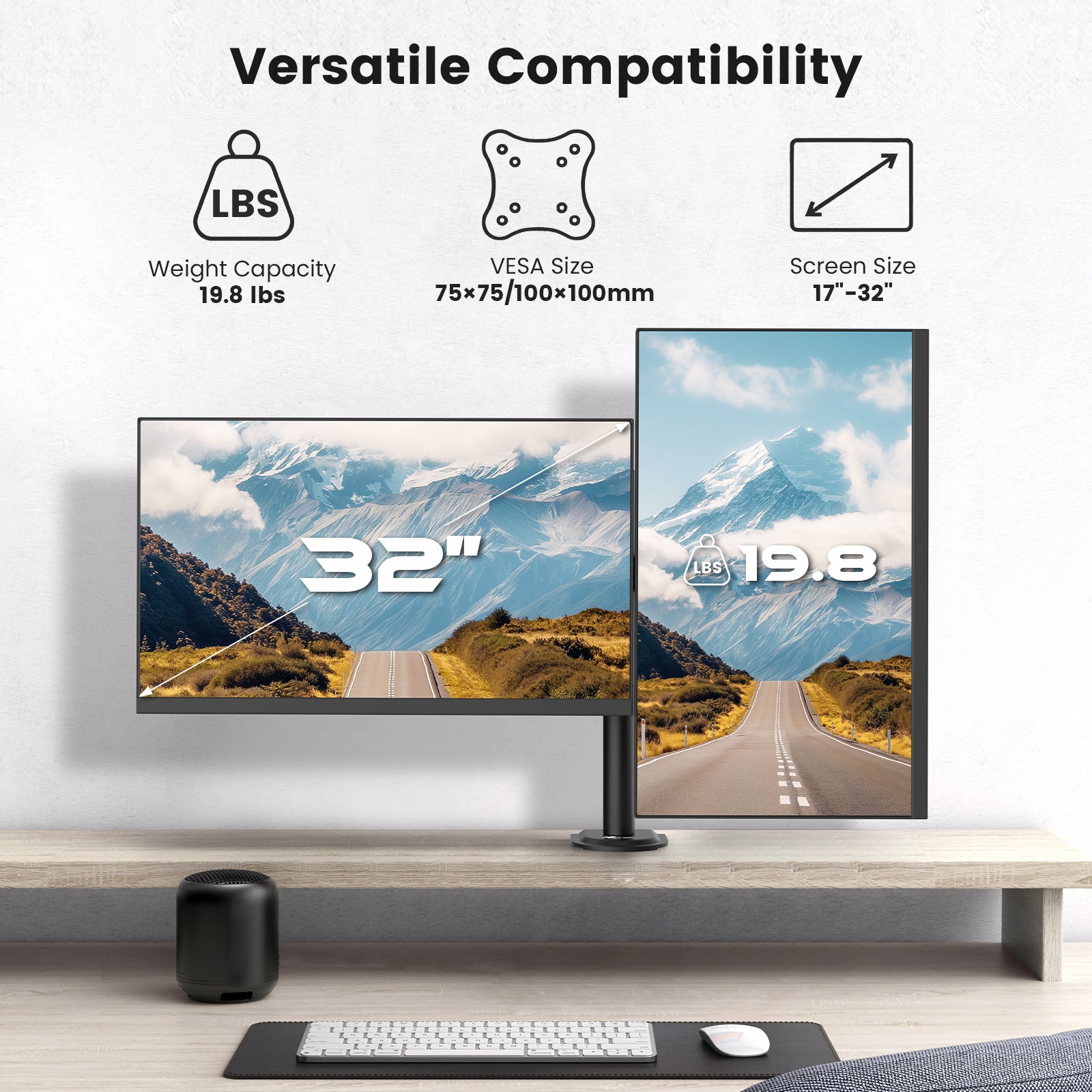 ACGAM MDS-1D Articulated Steel Dual-Monitor Mount