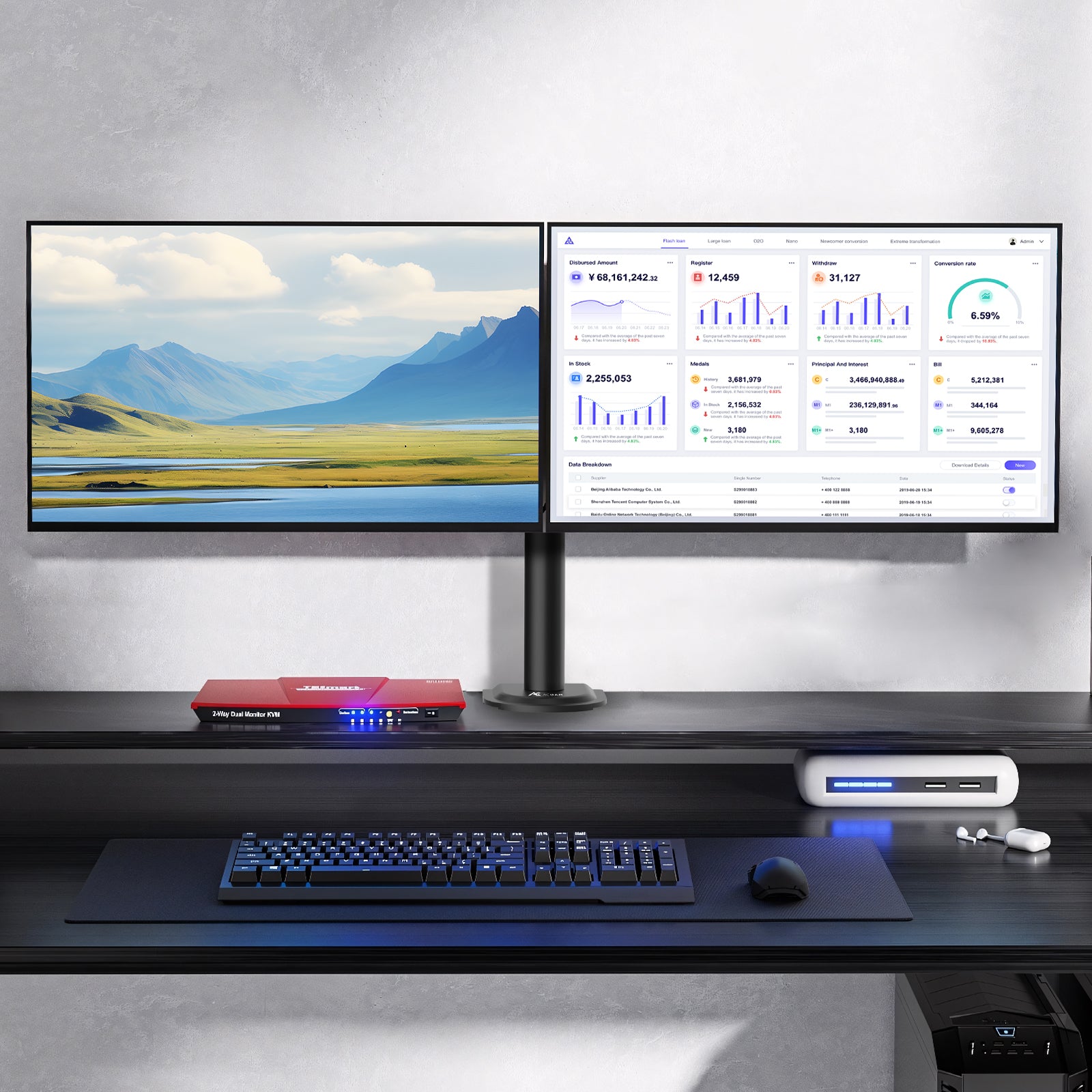 ACGAM MDS-1D Articulated Steel Dual-Monitor Mount