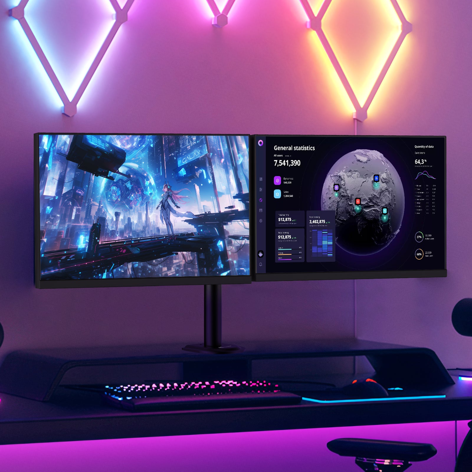 ACGAM MDS-1D Articulated Steel Dual-Monitor Mount