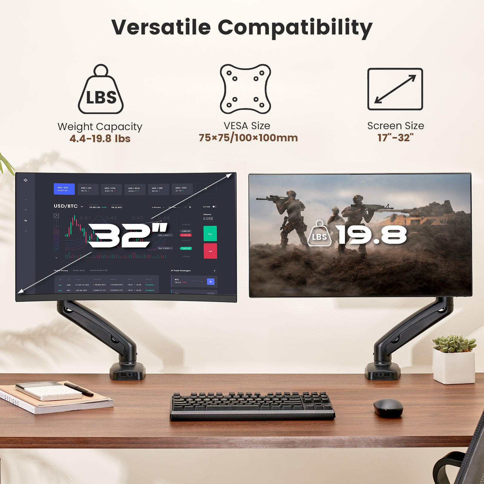 ACGAM MAS-1S Spring-Assisted Single-Monitor Mount