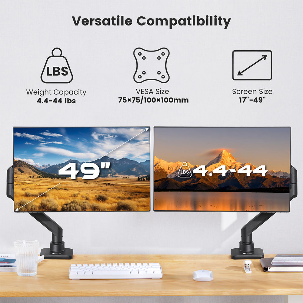 ACGAM MAS-2S Heavy-Duty Desktop Gas Spring Monitor Mount